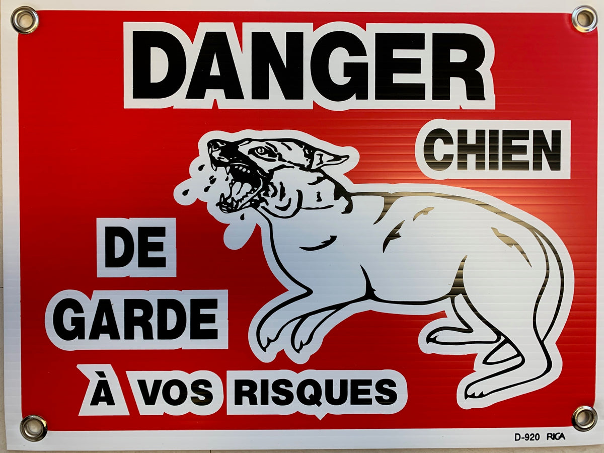 Pancarte « Danger chien de garde à vos risques » Riga - affiche pour chien