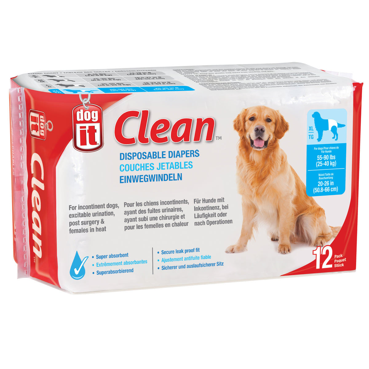 Couches jetables Clean pour chien - Dogit