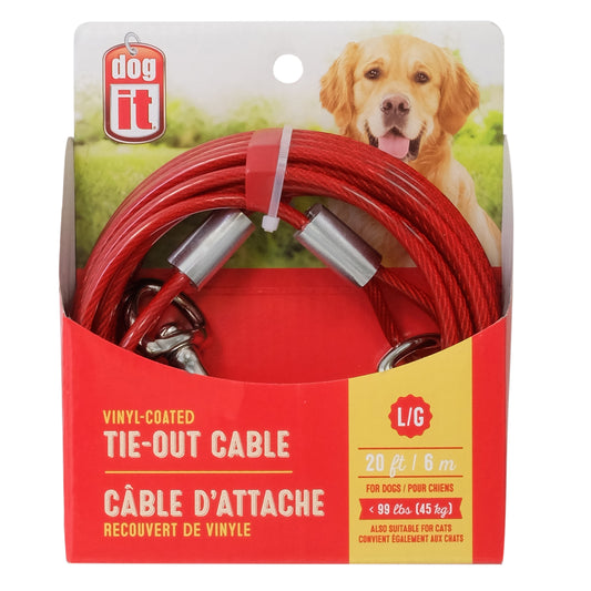 Câble d'attache pour chiens de grande taille, rouge