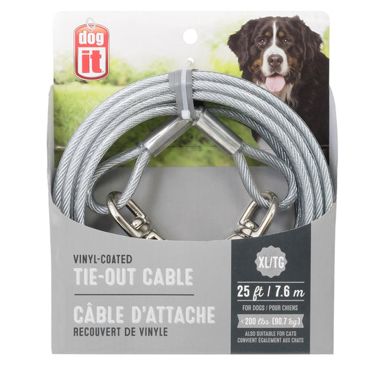 Câble d'attache pour chiens de très grande taille, transparent, 7,6 m