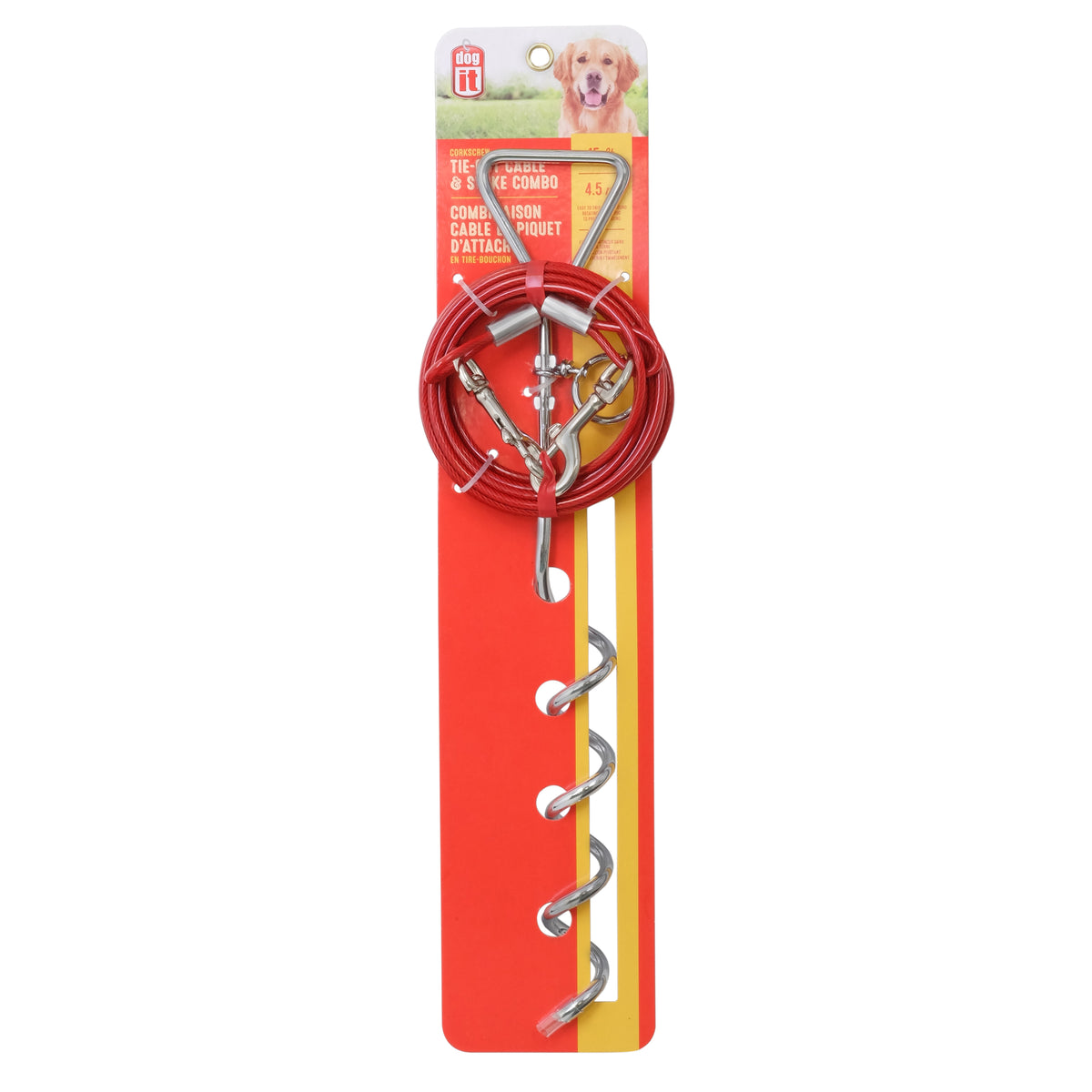 Câble d'attache et piquet, 4,5 m