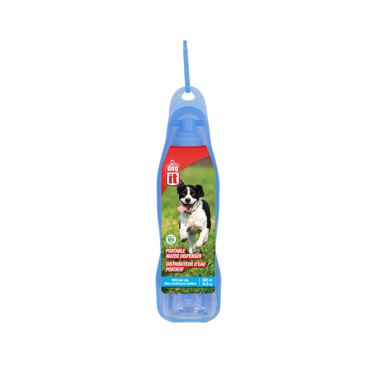 Distributeur d'eau portatif avec bouteille de 500 ml, bleu