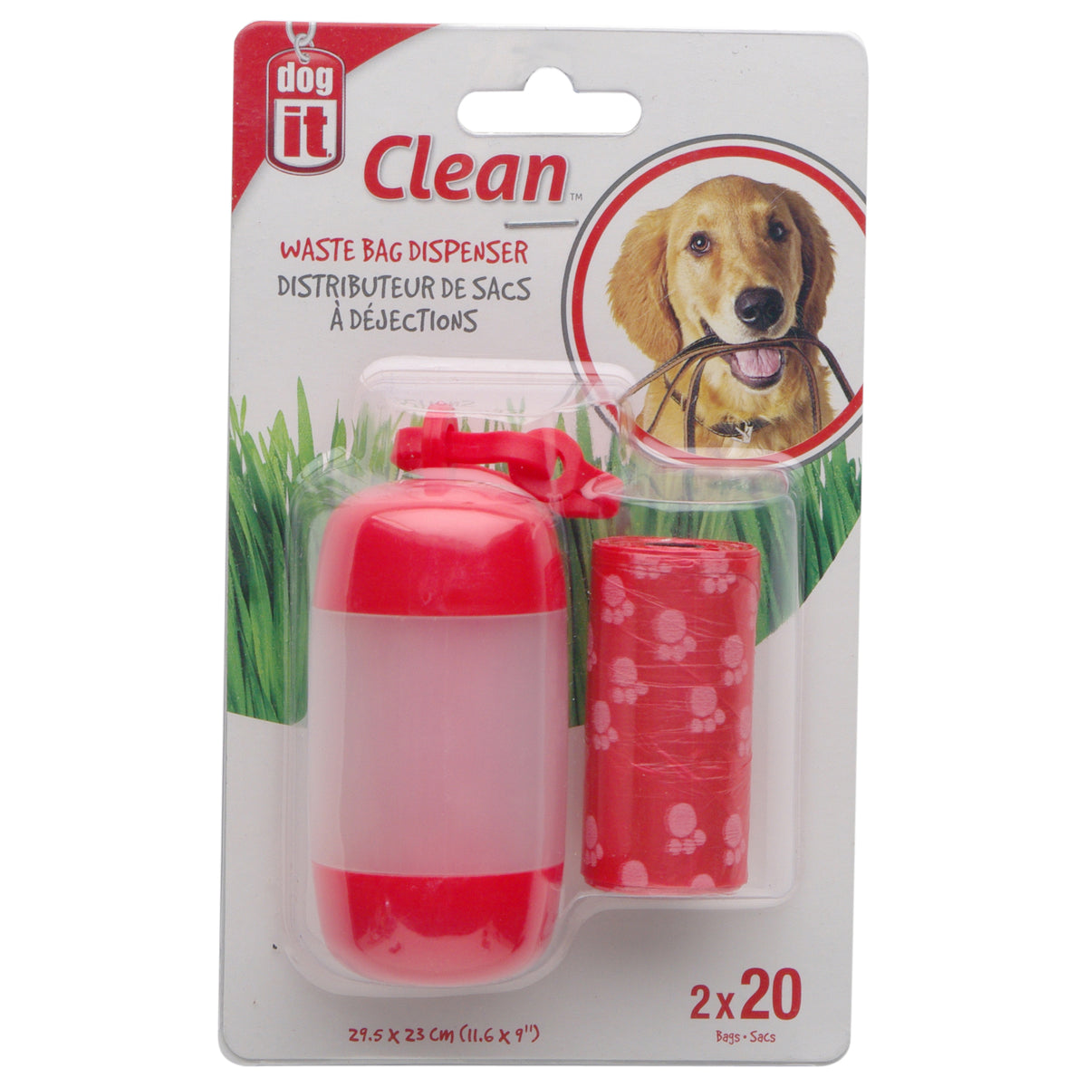 Distributeur de sacs à déjections, 2 rouleaux de 20 sacs