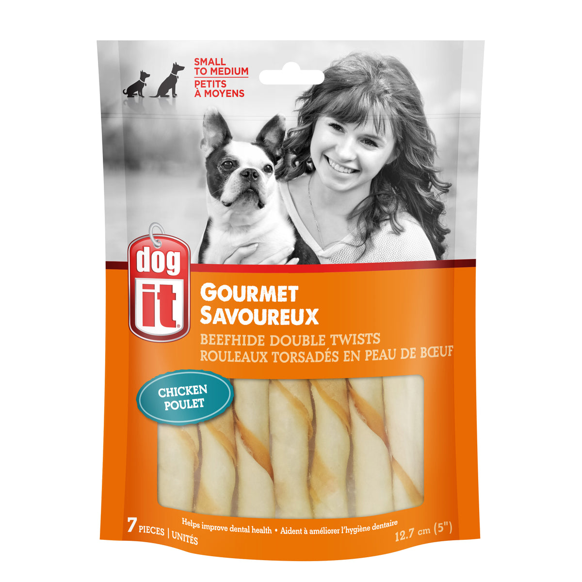 Rouleaux torsadés en peau de bœuf, 12,7 cm (paquet de 7)