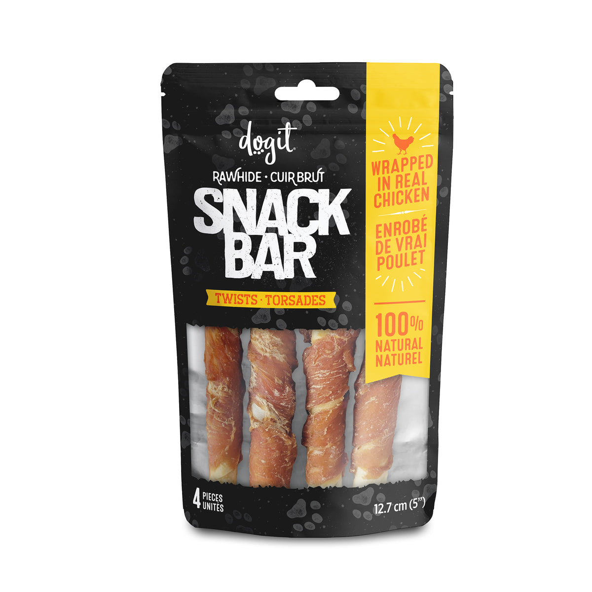Torsades de cuir brut enrobées de poulet Snack Bar