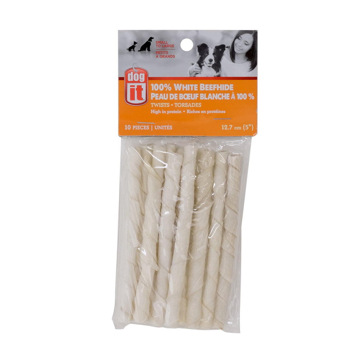 Torsades en peau de bœuf blanche, 12,7 cm (paquet de 10)