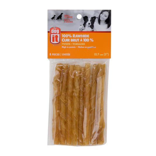 Bâtonnets torsadés en cuir brut 100 %, 12,7 cm (paquet de 8)
