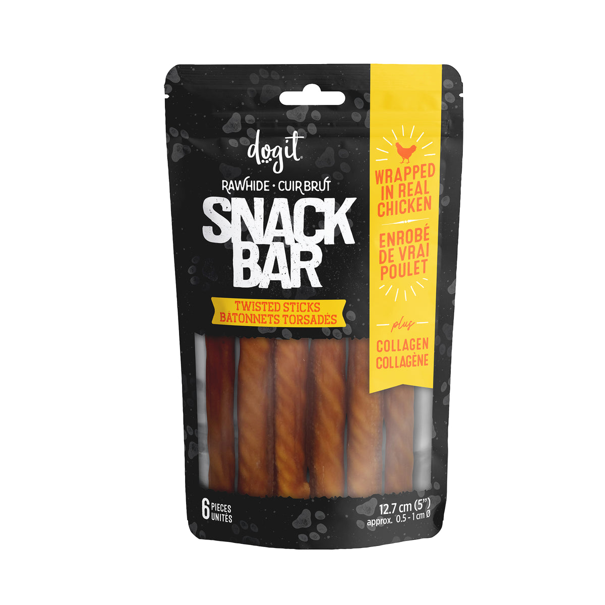 Bâtonnets Snack Bar en peau de bœuf et collagène, 12,7 cm (paquet de 6)