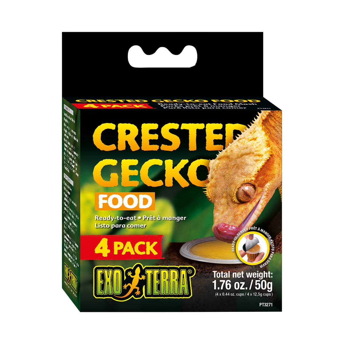 Aliment en coupe pour geckos à crête