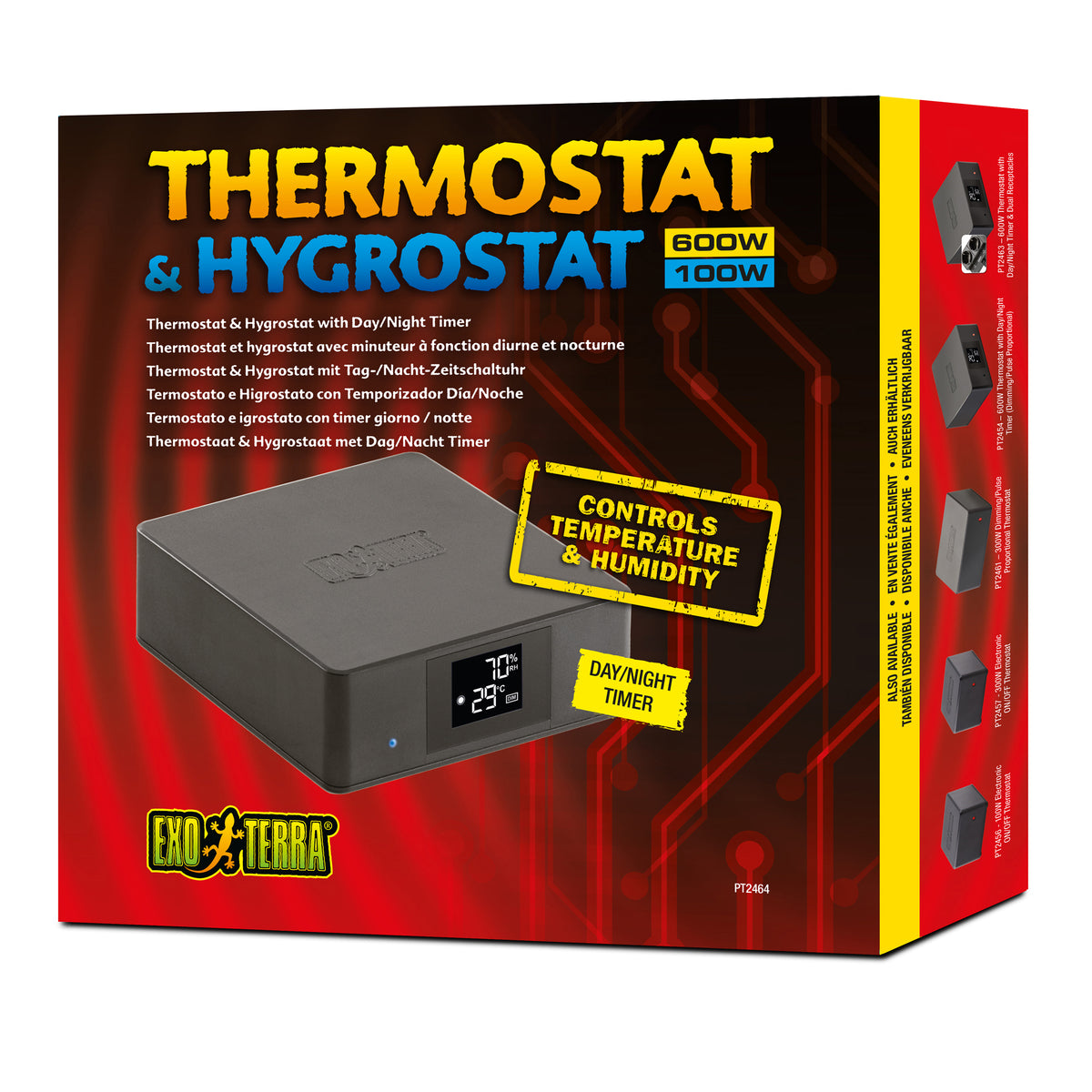 Thermostat (600 W) et hygrostat (100 W) avec minuteur diurne et nocturne