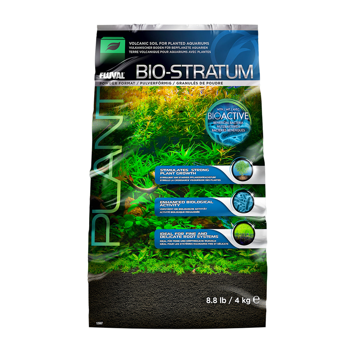 Substrat Bio-Stratum de terre volcanique pour aquariums, format en poudre