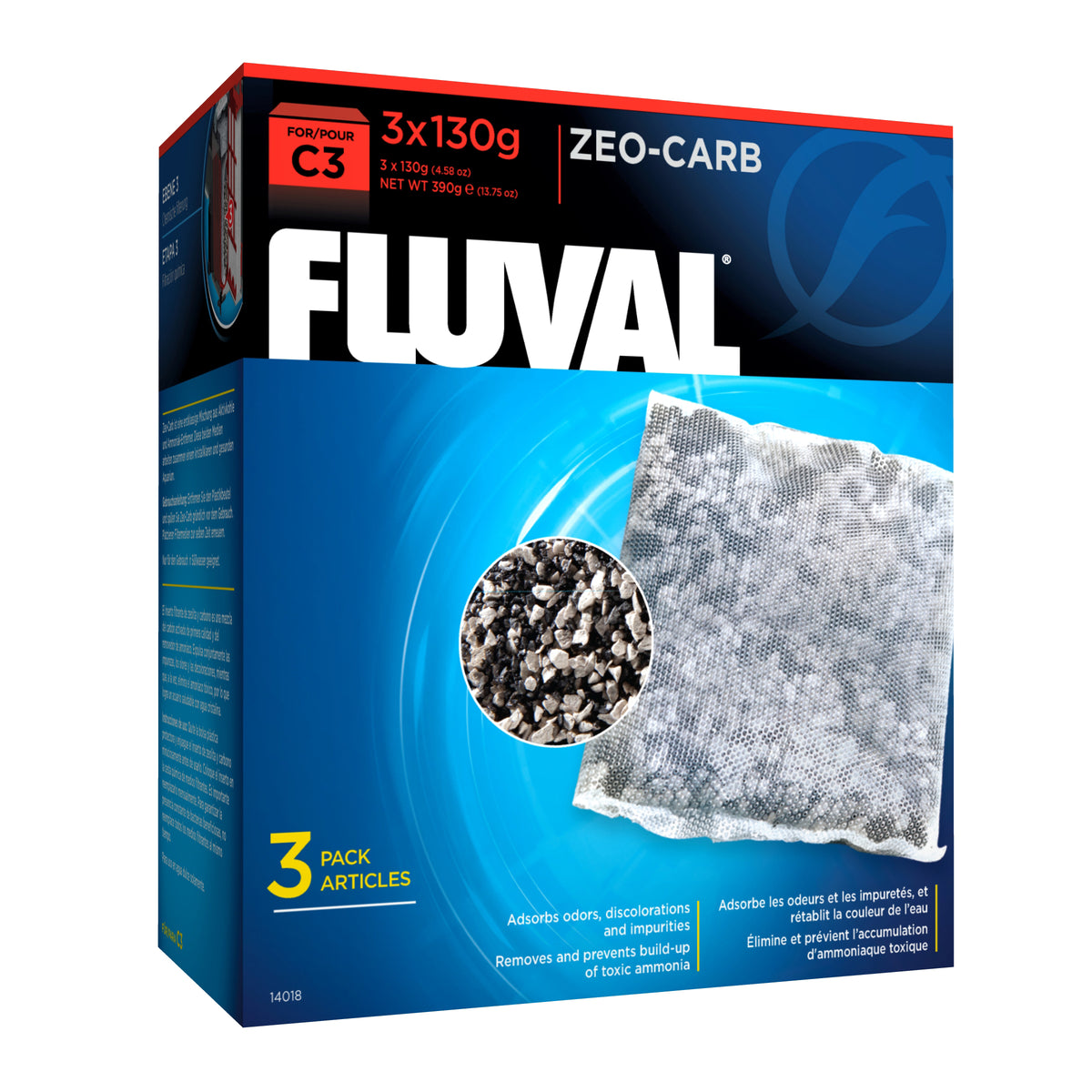 Masse filtrante Zeo-Carb pour filtre à moteur série C (paquet de 3) - Fluval