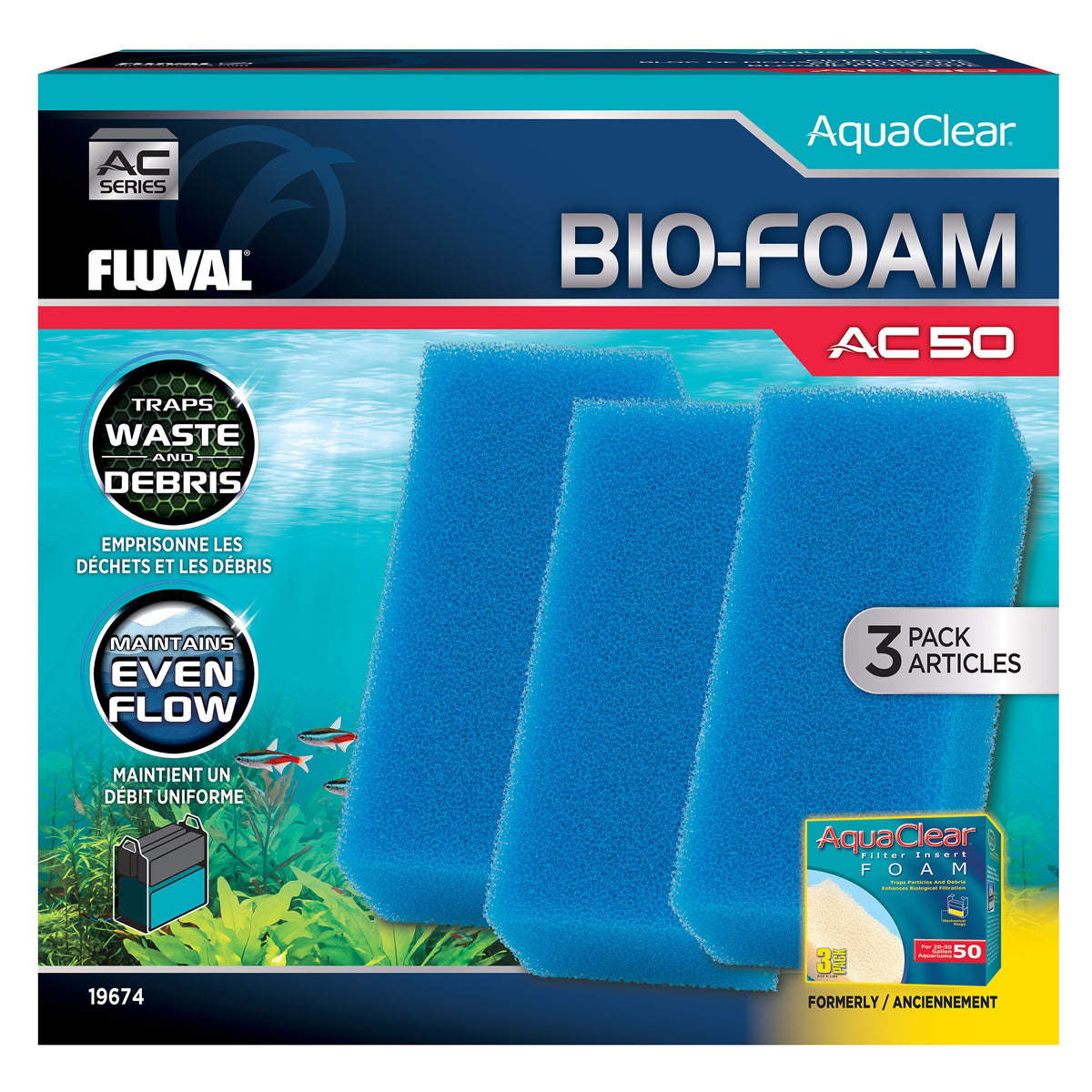 Blocs de mousse Bio-Foam pour filtre à moteur série AC (paquet de 3)