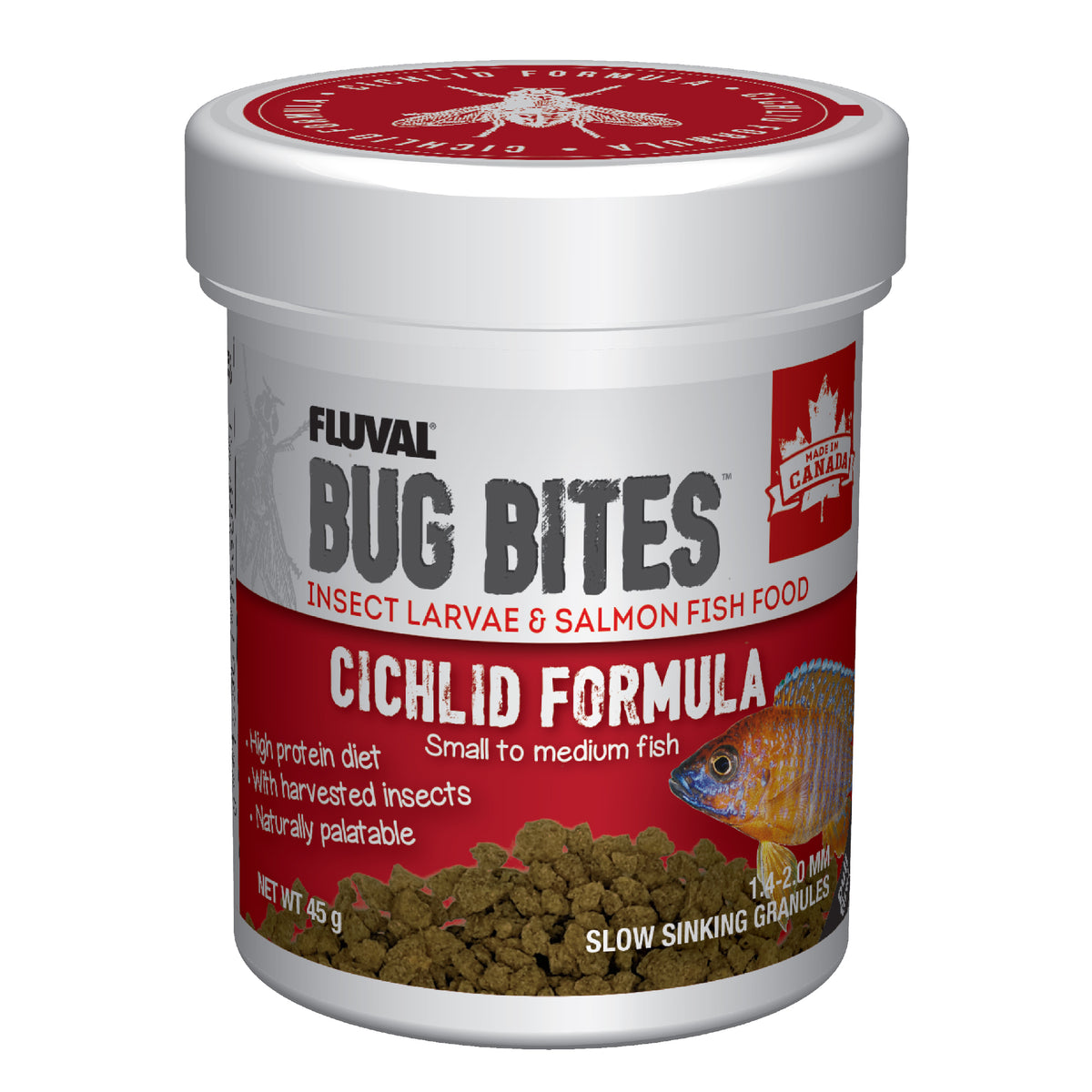 Granulés Bug Bites pour cichlidés de petite à moyenne taille, 1,4-2 mm