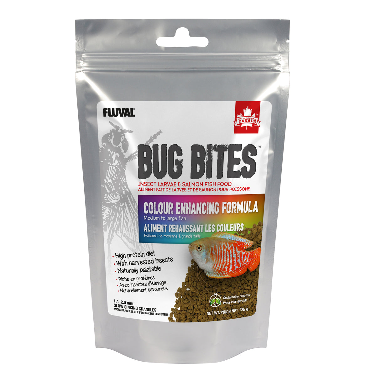 Microgranulés Bug Bites rehaussant les couleurs pour poissons de moyenne à grande taille, 1,4-2 mm