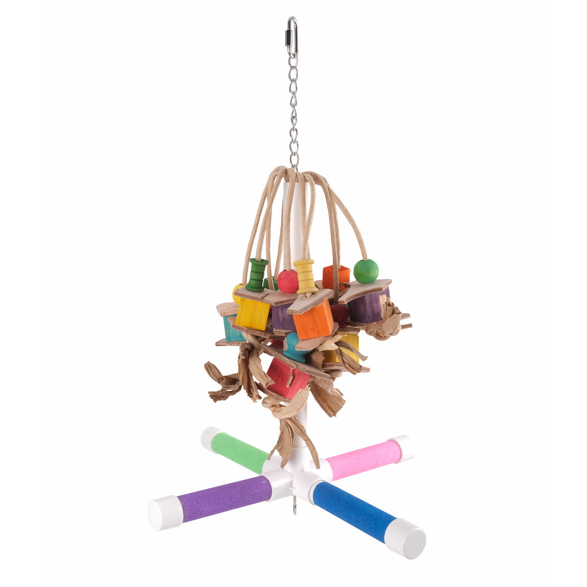 Perchoir Jeu.Zélé suspendu en carrefour avec jouets 36,8 x 34,3 cm pour oiseau