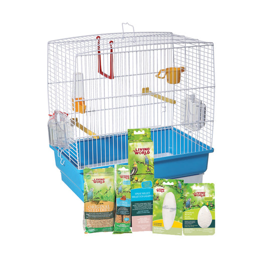 Cage équipée pour perruches ondulées, 40 x 25 x 41 cm