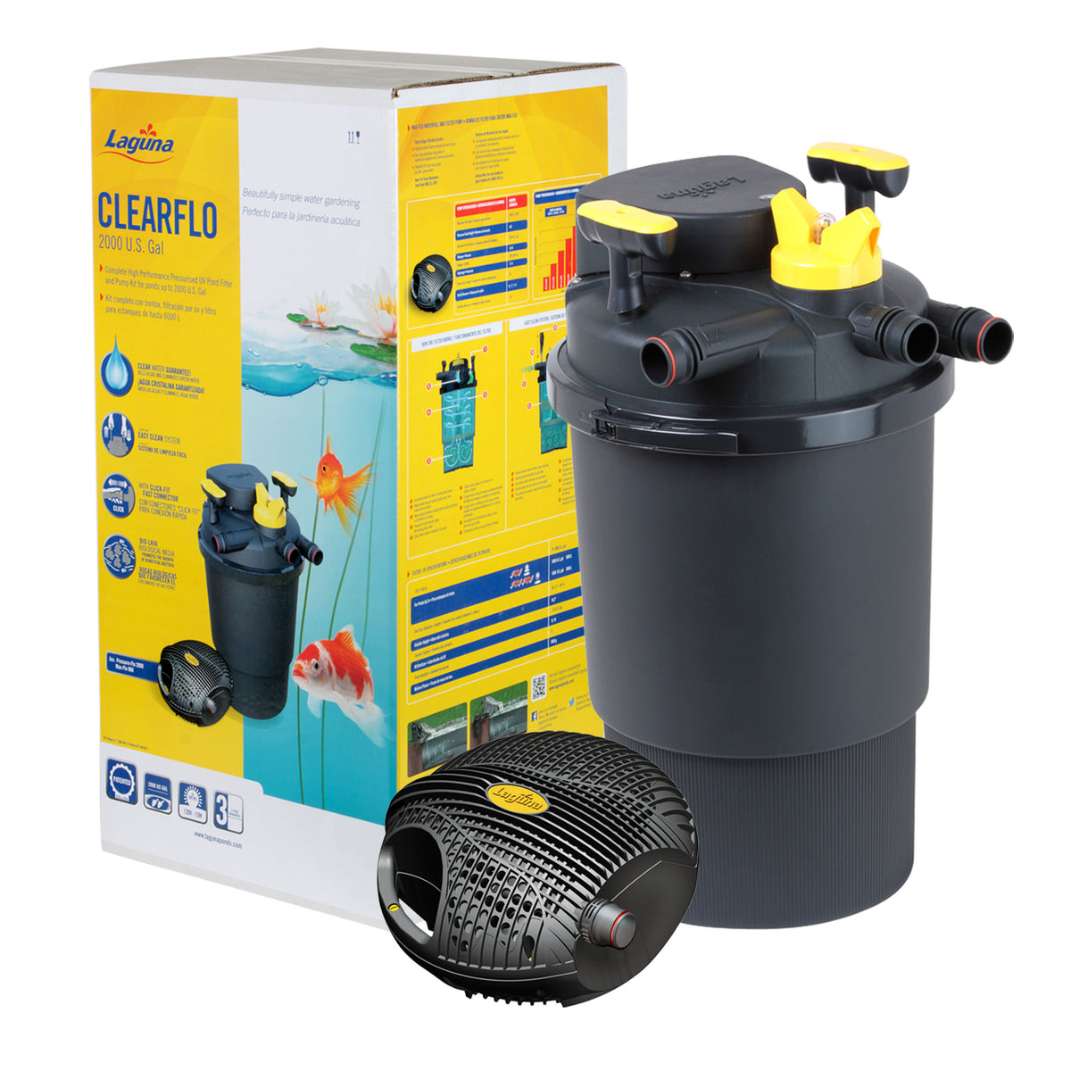 Système complet ClearFlo avec pompe, filtre et stérilisateur UV-C pour bassin