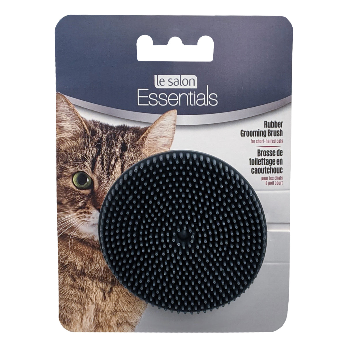 Brosse de toilettage Essentials en caoutchouc pour chats, gris foncé, diam. 7,6 cm