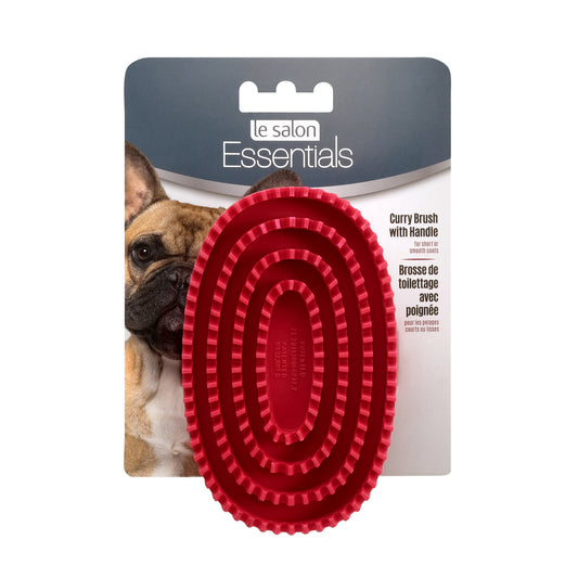 Brosse-étrille Essentials en caoutchouc avec poignée en boucle, rouge