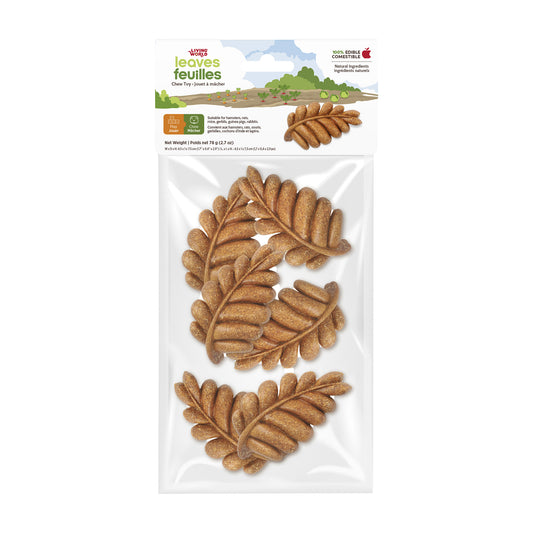 Jouet à mâcher comestible Feuilles, brun 140 g (paquet de 6)