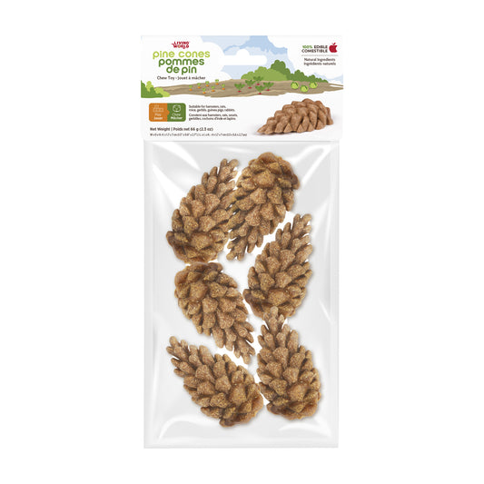 Jouet à mâcher comestible Pommes de pin, brun 66 g (paquet de 6)
