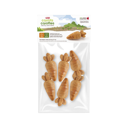 Jouet à mâcher comestible Carottes, orange 78 g (paquet de 6)