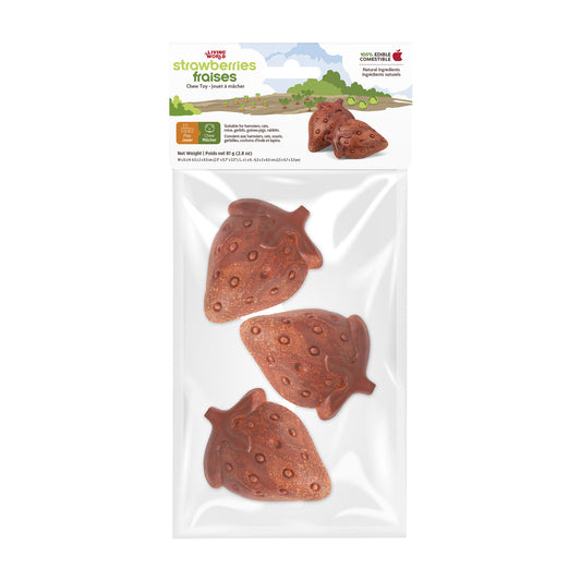 Jouet à mâcher comestible Fraises, rouge 81 g (paquet de 3)