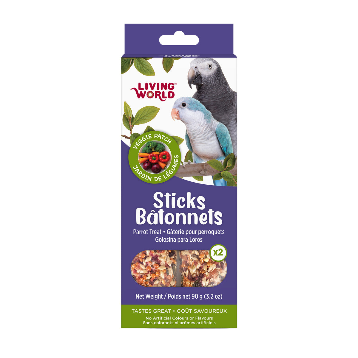 Bâtonnets de gâterie aux légumes pour perroquet 90 g (paquet de 2)