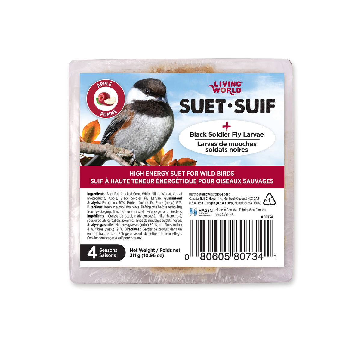 Suif à la pomme pour oiseau sauvage 311 g