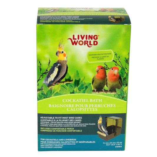 Baignoire avec couvercle transparent pour perruches calopsittes