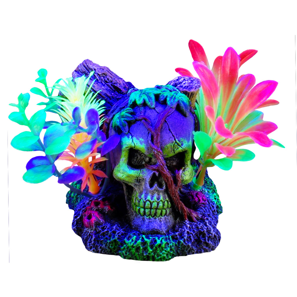 Ornement iGlo, crâne et vignes avec plantes, 7,5 cm