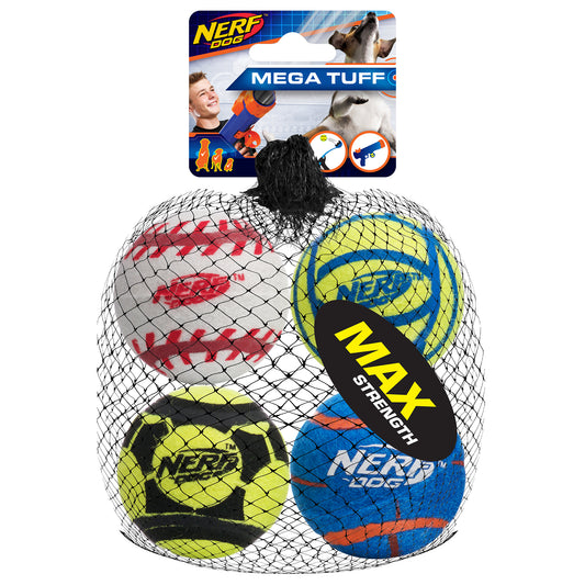 Balles de sport ultrarésistantes, moyennes, 6,4 cm (paquet de 4)