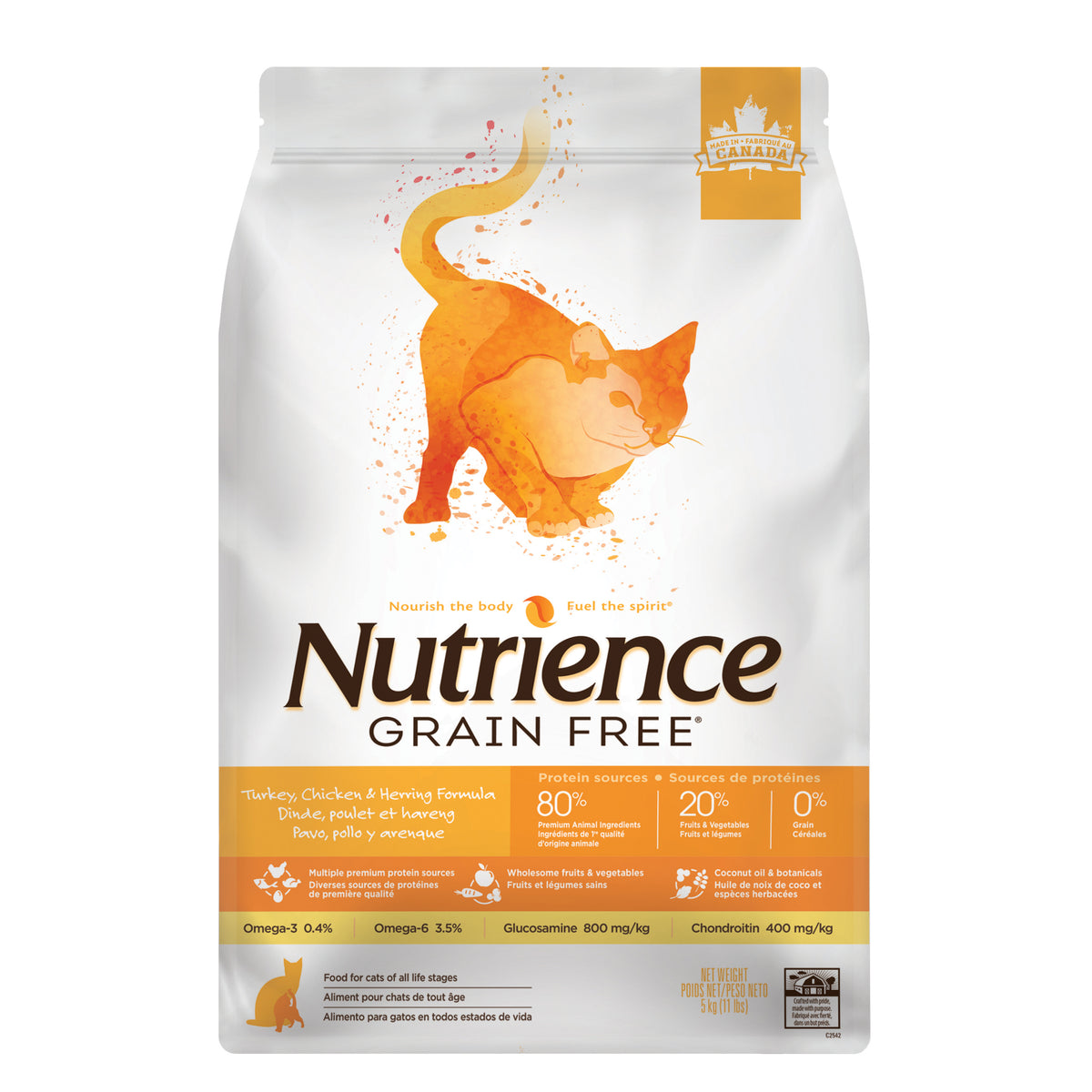 Nourriture sèche pour chats Sans grains, dinde, poulet et hareng