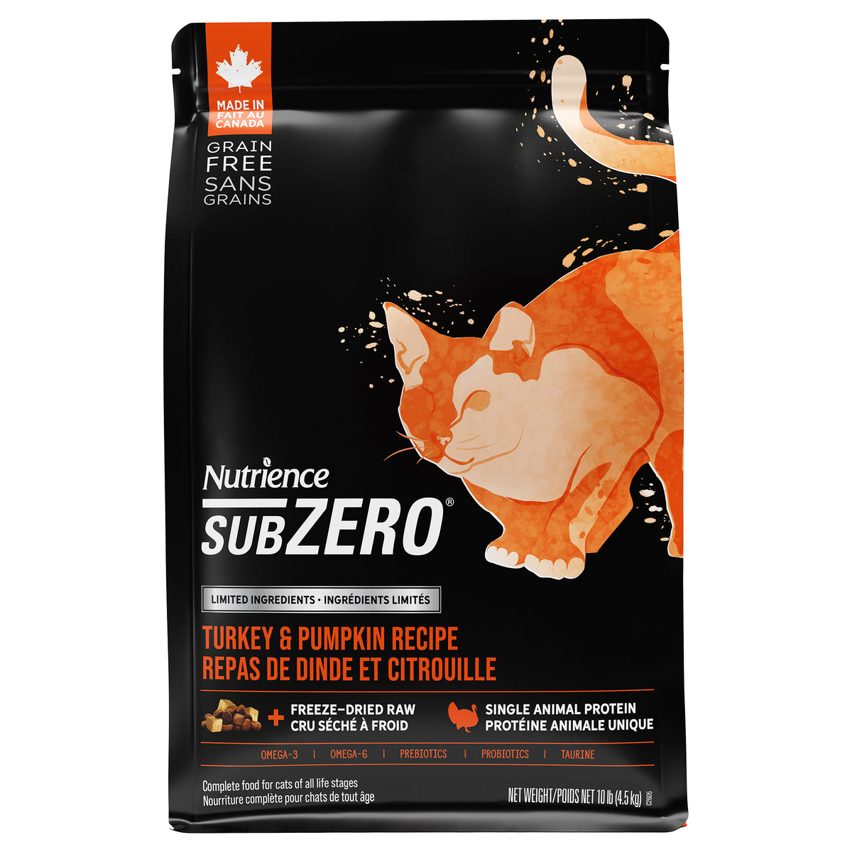 Nourriture sèche pour chats SubZero à ingrédients limités, dinde et citrouille