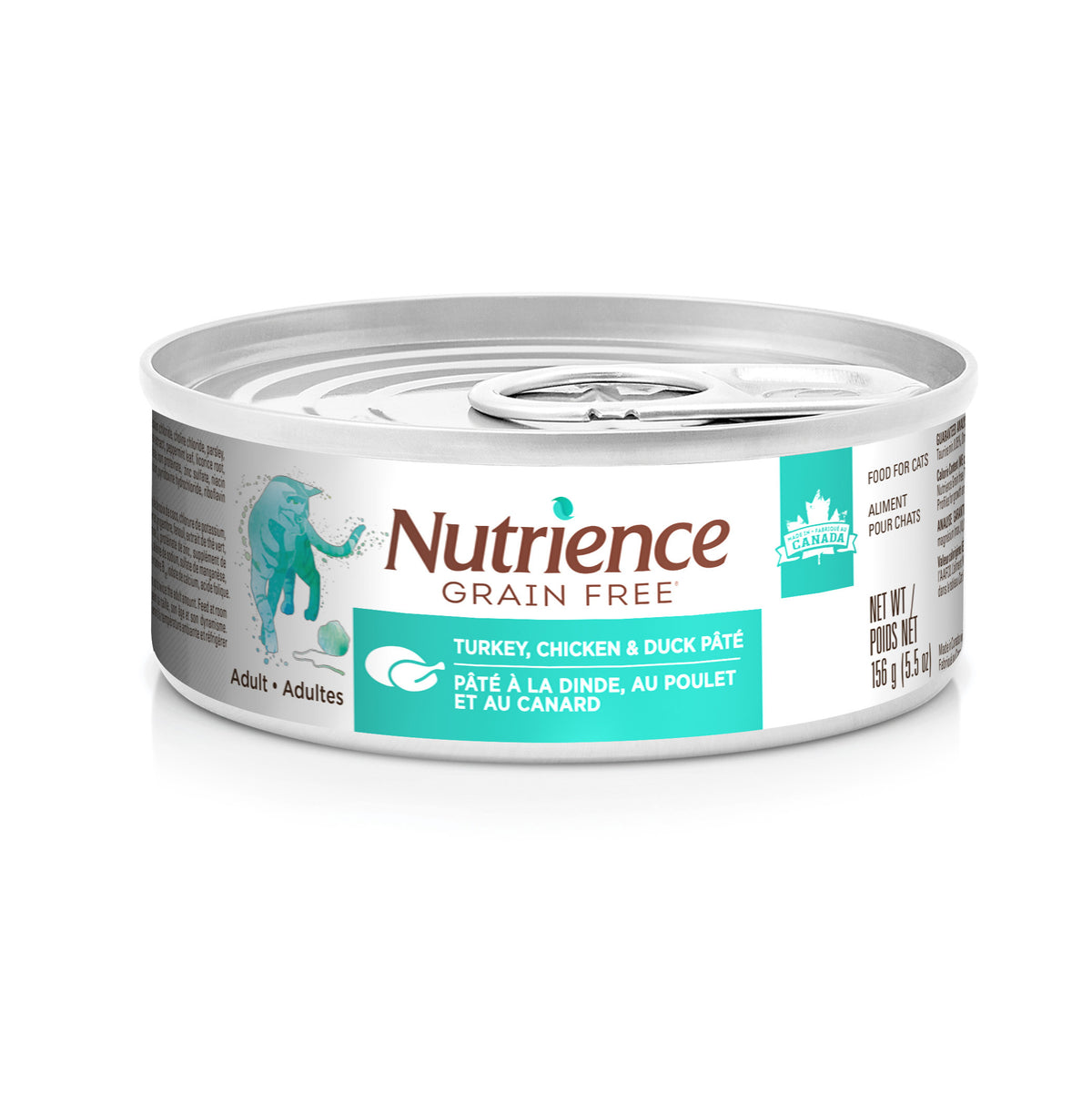 Pâté pour chats d'intérieur Sans grains, dinde, poulet et canard 156 g