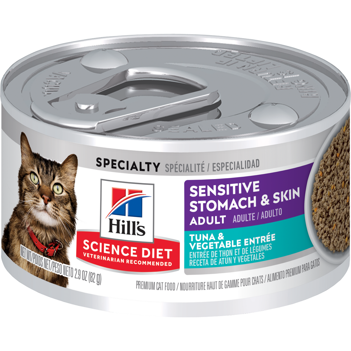 Estomac et peau sensibles adulte entrée de thon et légumes - nourriture humide pour chat 82 g