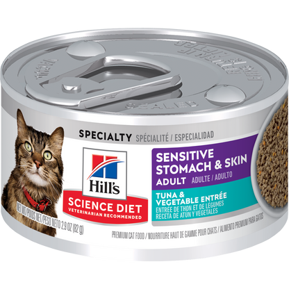 Estomac et peau sensibles adulte entrée de thon et légumes - nourriture humide pour chat 82 g