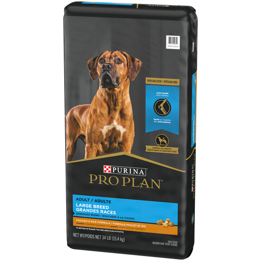 Nourriture sèche pour chien adulte grande race bouchées à la viande, poulet 15,4 kg