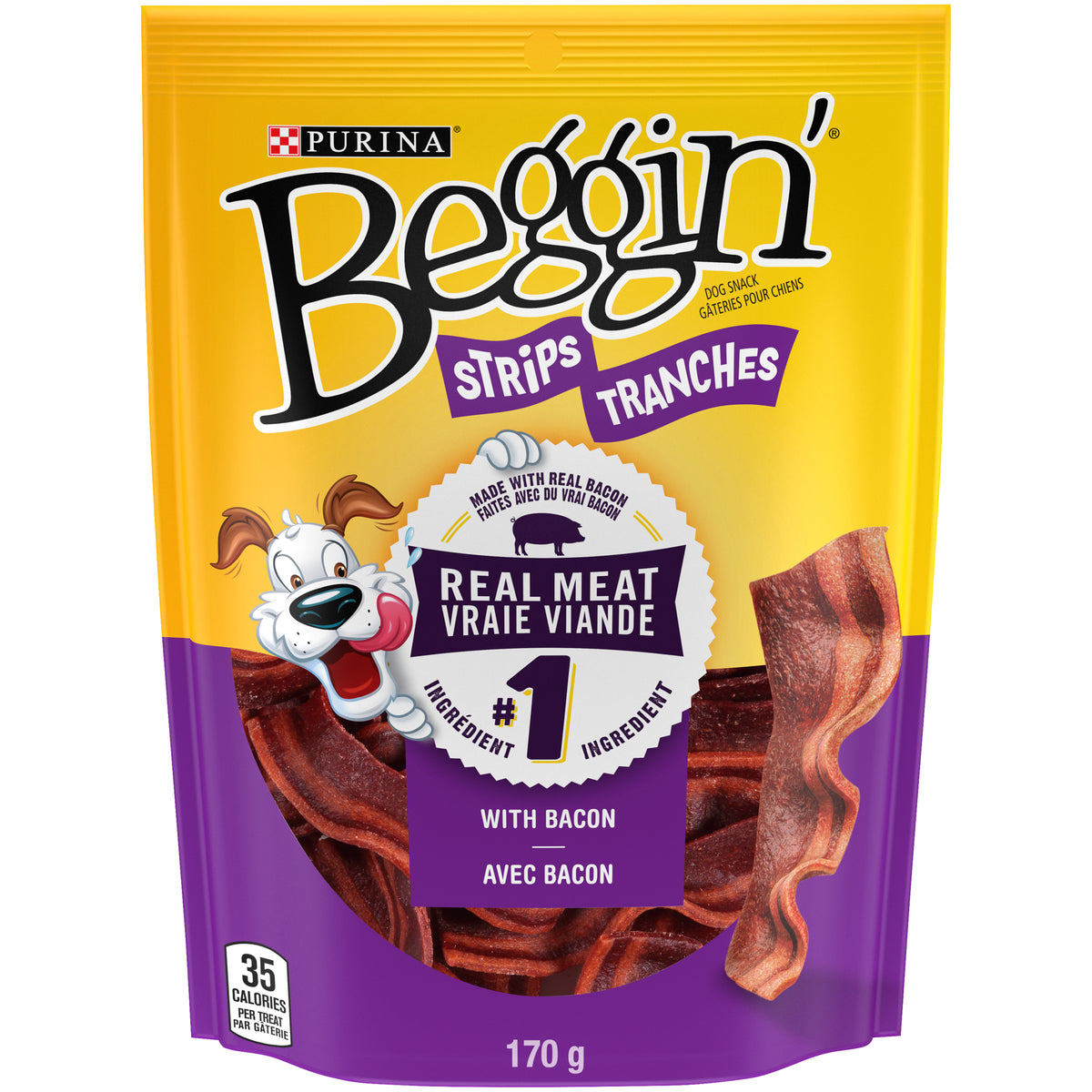 Gâteries pour chien en tranches, bacon