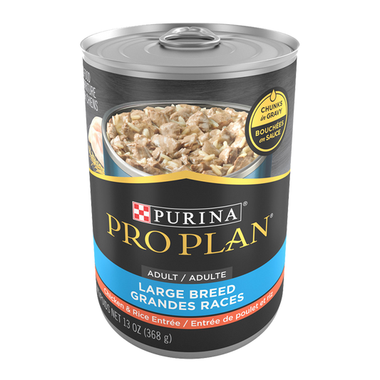 Nourriture humide pour chien adulte grande race, poulet en sauce 368 g