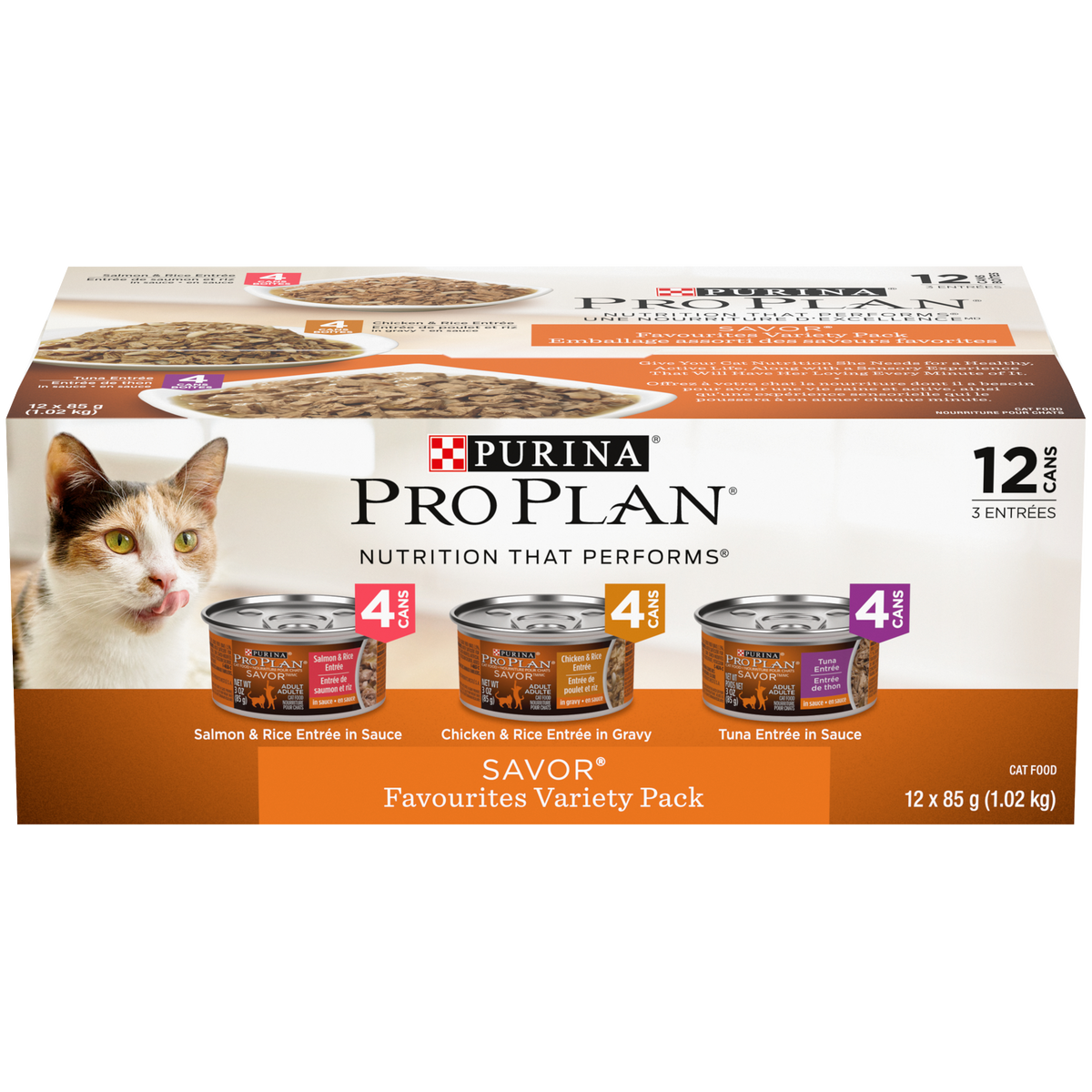 Pack variété nourriture humide pour chat, entrées favorites 85 g (paquet de 24)