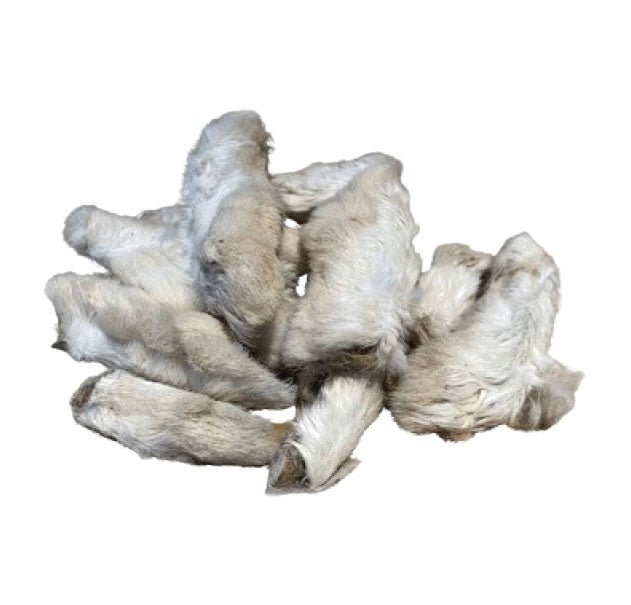 Patte de lapin avec poils pour chien 4 po