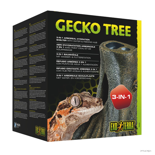 Arbre pour gecko, abri arboricole 3 en 1 avec station de nourrissage et d'hydratation