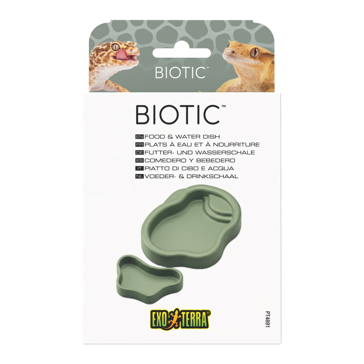 Plats à eau et à nourriture Biotic verts 9,5 x 12 x 2 cm