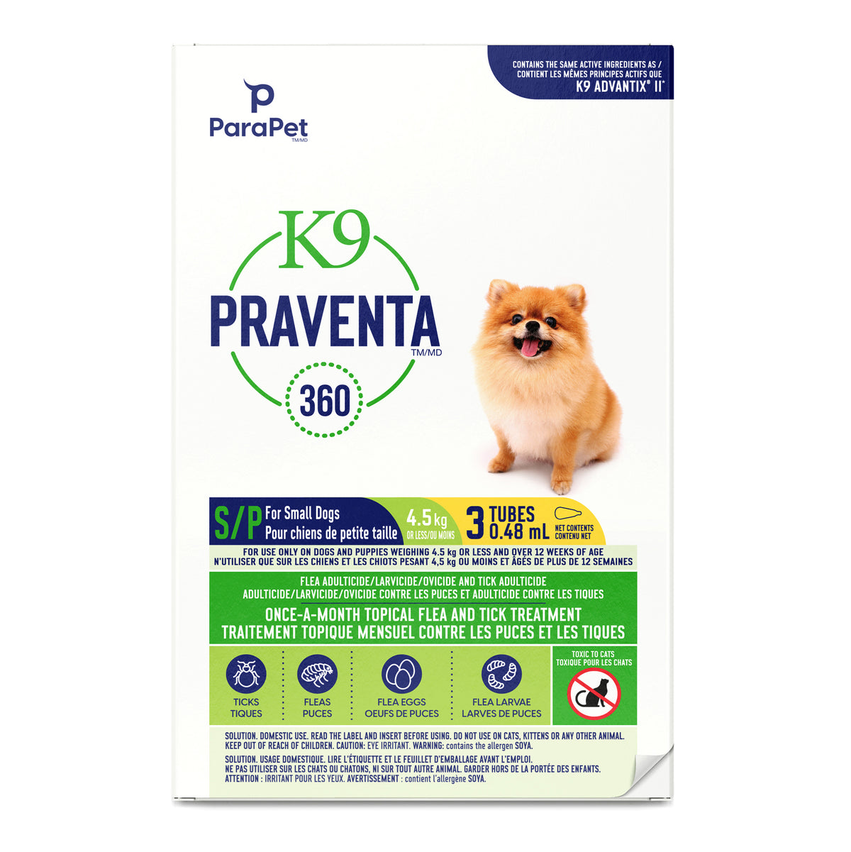 Traitement contre les puces et les tiques K9 Praventa 360 pour chiens