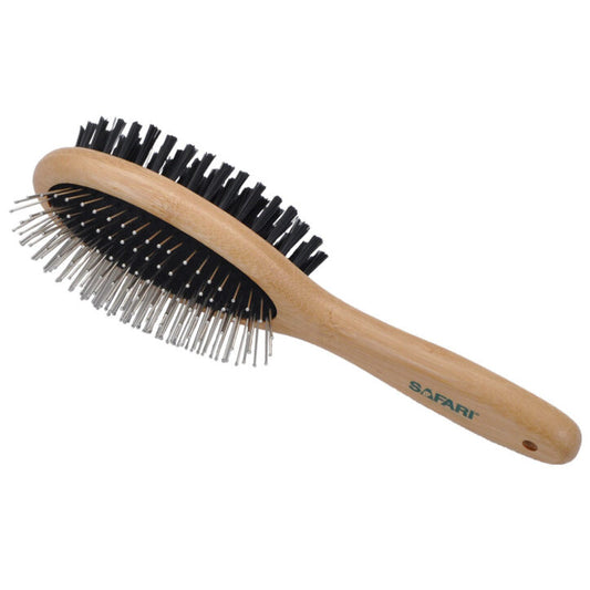 Brosse duo acier et soie avec manche en bambou