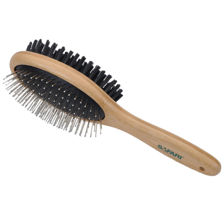 Brosse duo acier et soie avec manche en bambou