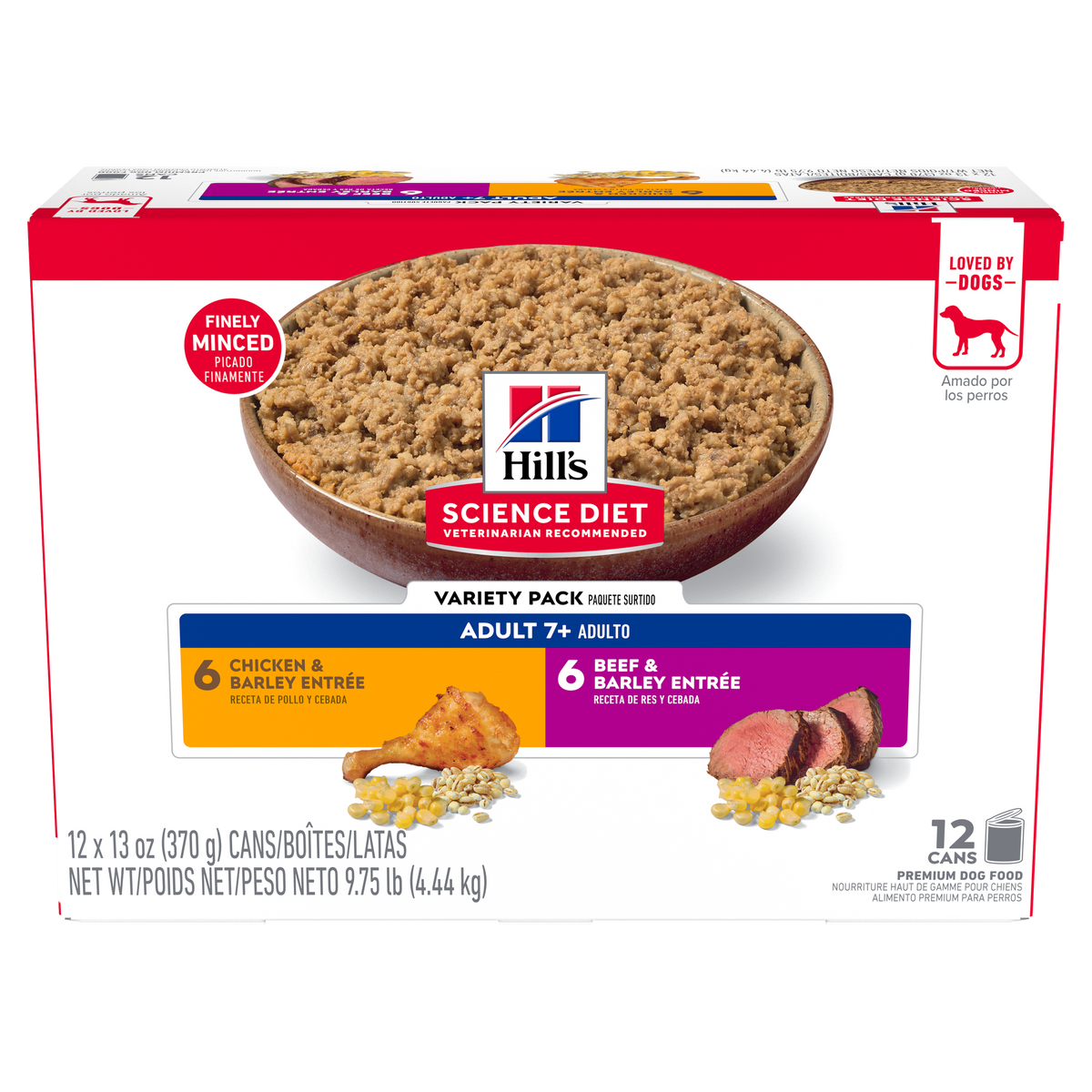 Assortiment sénior 7+ poulet et bœuf - nourriture humide pour chien 370 g (paquet de 12)