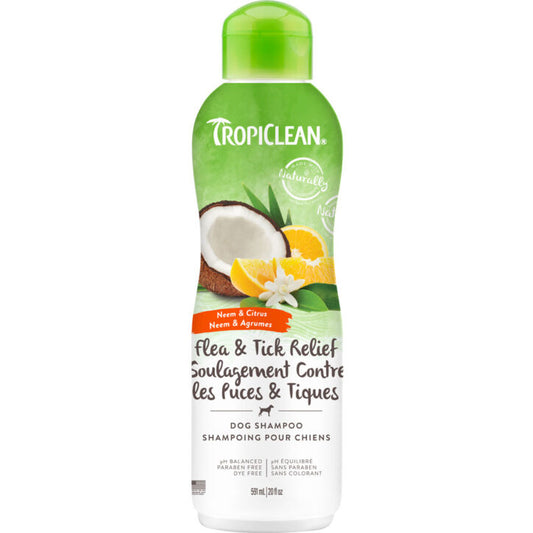 Shampoing contre les démangeaisons de puces et tiques neem et agrumes 592 ml